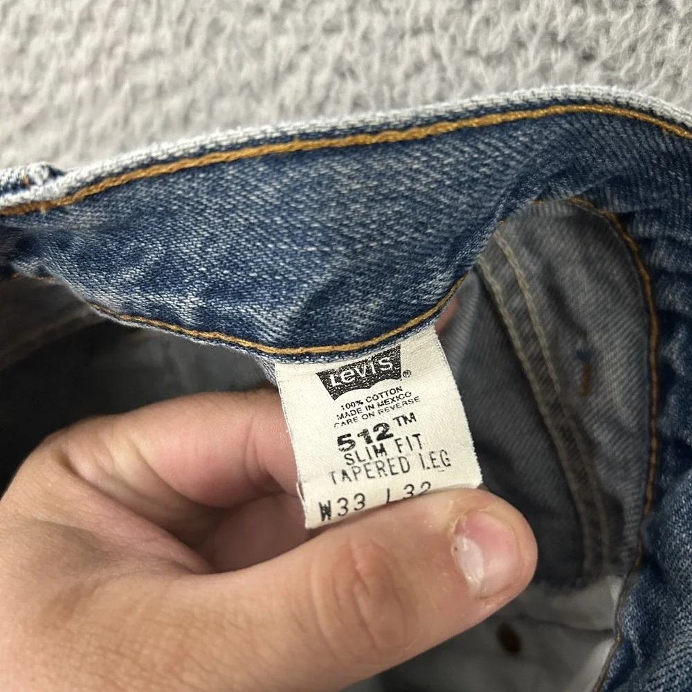 Vintage Levis Jeans Mens 33x32 Blue Denim 512 Slim Fit Tapered Leg Medium Wash